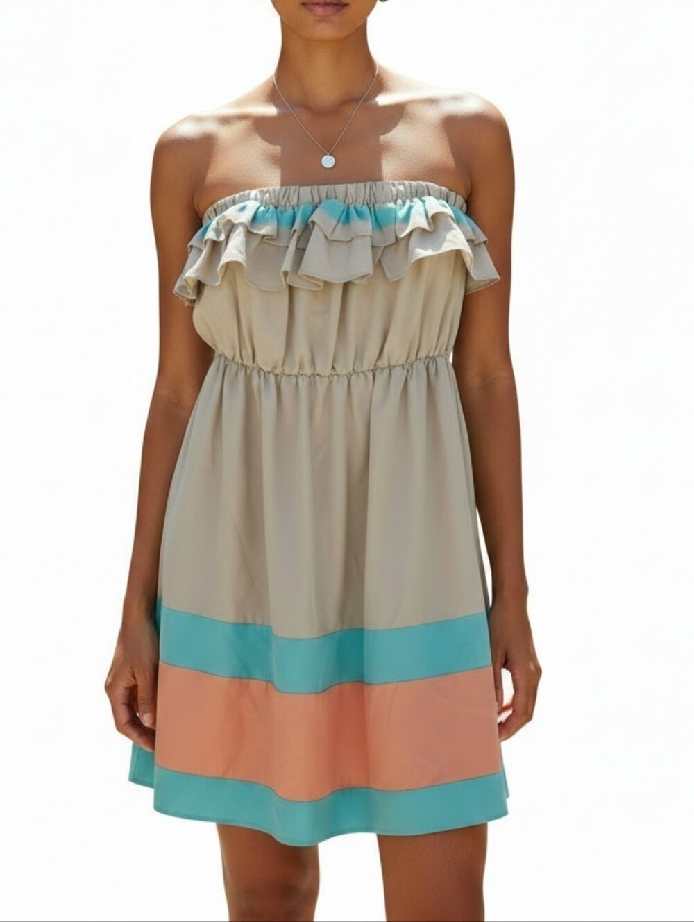 Ciel coverup Dress, Tan & Peach Striped, L